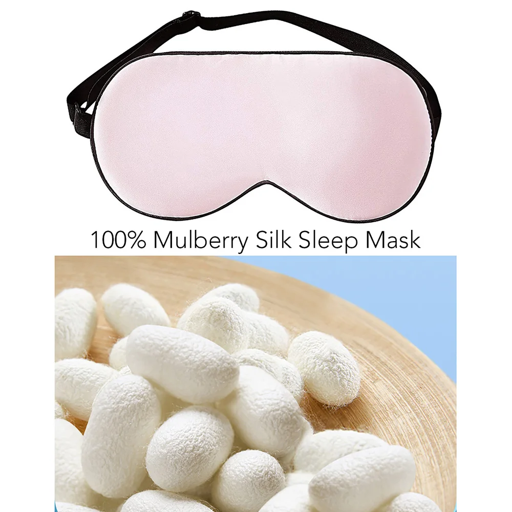 Real Mulberry Silk Sleep Mask Eye Covers for Sleeping Blindfold with Adjustable Strap Comfortable Super-Smooth mulberry silk sleep mask