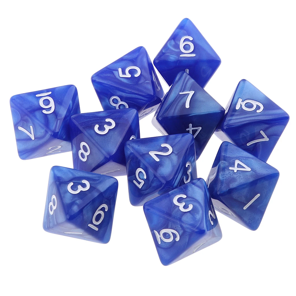 10pieces 8 Sided Dice D8 Polyhedral Dice for DND Party Table Board Games Dice Set