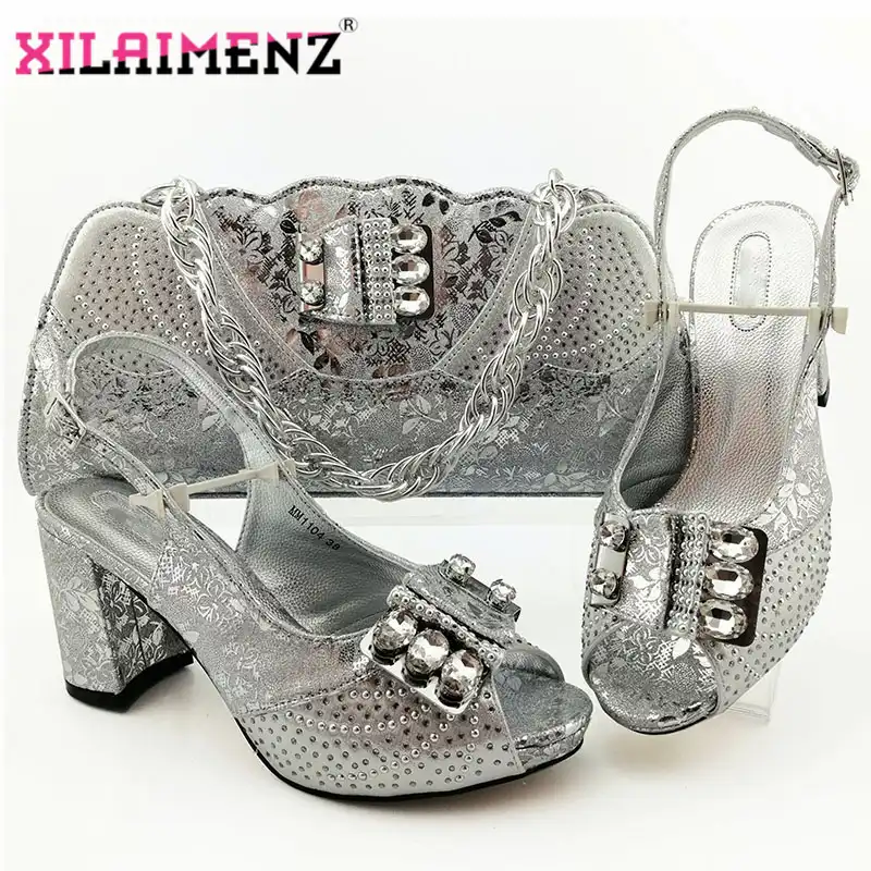 silver shoes and bag to match for wedding