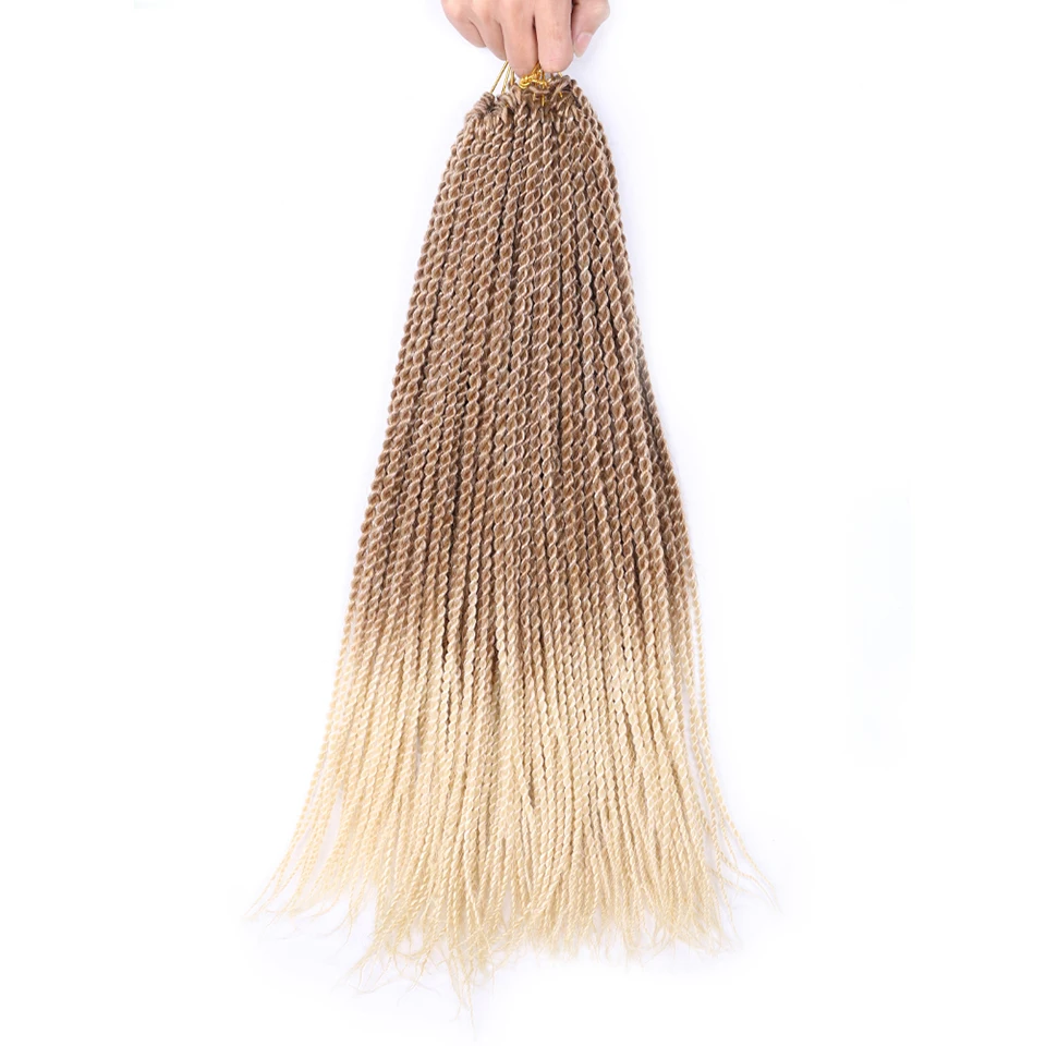 Синтетический Омбре Сенегальский твист крючком косы для наращивания волос 18 дюймов длинные африканские стиль твист плетение волос Ziling - Цвет: P27/613