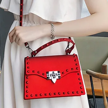 

Women Fashion Polish Scrub Rivet Jelly Totes Shoulder Crossbody Bag Western Style Texture Wild Small Square Bags Handbag #T1G