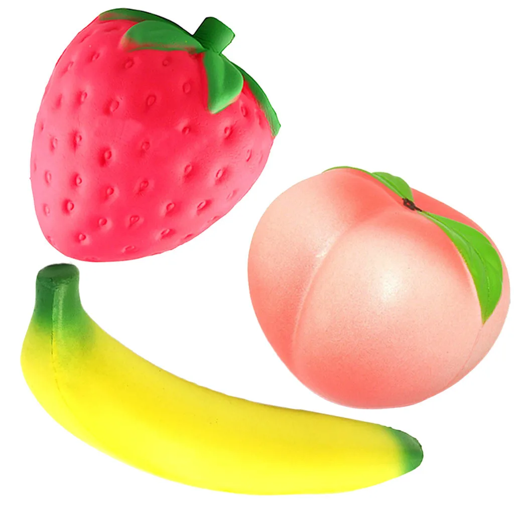 Slow Rebound Simulation Fruit Strawberry Banana Decompression Toy  Stress Reliever Decor Toys photography props #B