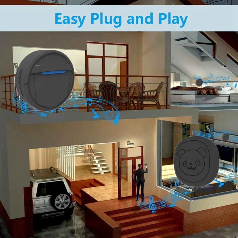 Pet Dog Doorbells Wireless Door Bell House-Training Multifunction Sensor Motion (Receiver & Transmitters) Training Tool US Plug-5
