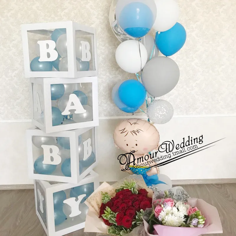 4 шт. буквы прозрачная коробка аксессуары для воздушных шаров Baby Shower счастливый день рождения шарики для свадебного украшения Воздушные шары коробка вечерние Balloo