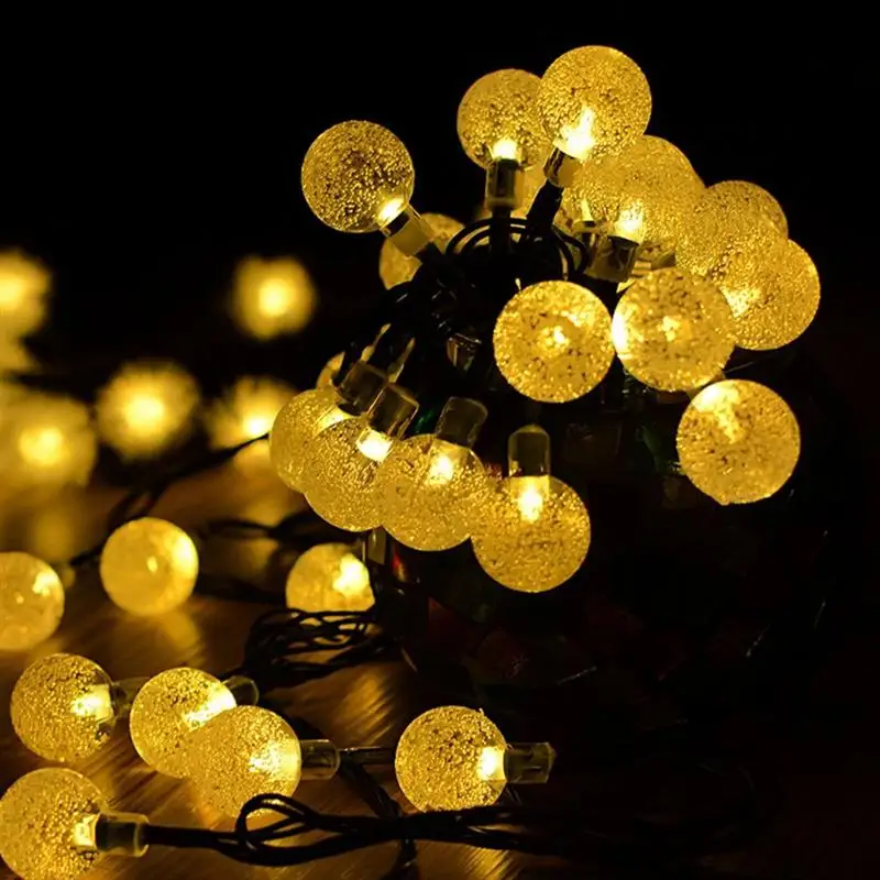 30 Bulbs Fashion Ball String Lights Solar Energy LED Waterproof Lamps For Festival Party Home Outdoor Garden(6m