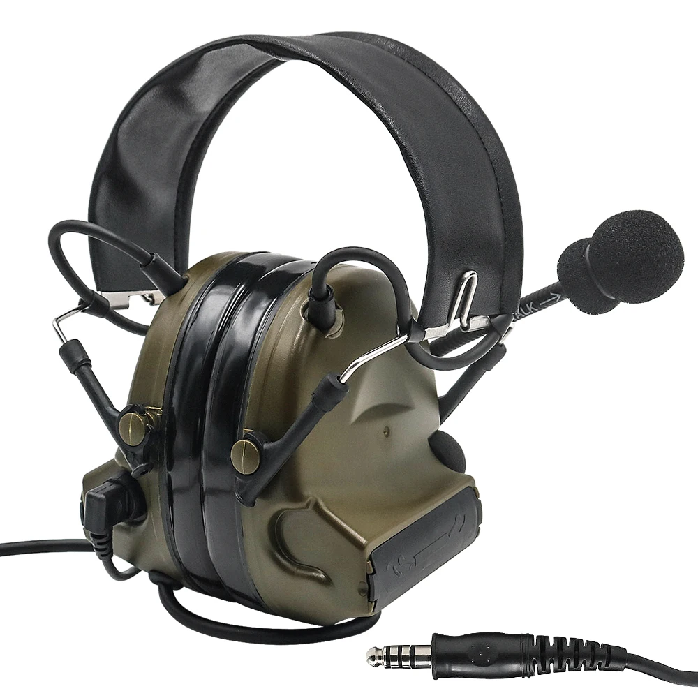 Military Headphone Comtac II Tactical Headset Noise Reduction Pickup Headset Ear Protection Shooting Earmuffs FG+U94 PTT Plug