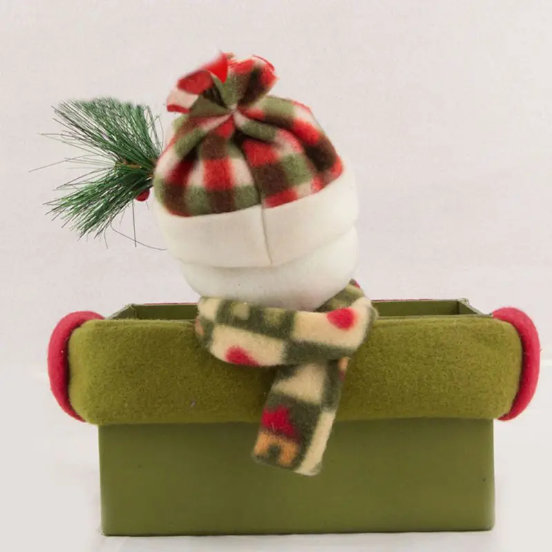 Christmas Gift Candy Box Santa Snowman Fabric Storage Boxes Christmas Table Decoration Party Event Cloth Burlap Bag Pouch x