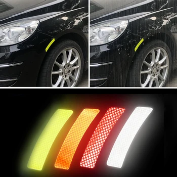 4Pcs/Set Car Reflective Stickers Car Wheel Eyebrow Sticker Warning Decal Strip Secure Reflector Stickers Car Styling Accessories sports mind car covers reflective material car stickers decal car styling for peugeot 106 reflective sticker car accessories