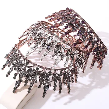 

New Vintage Baroque Tiaras and Crowns Bling Crystal Rhinestone Headbands for Women Girls Bride Noiva Wedding Diadem FORSEVEN