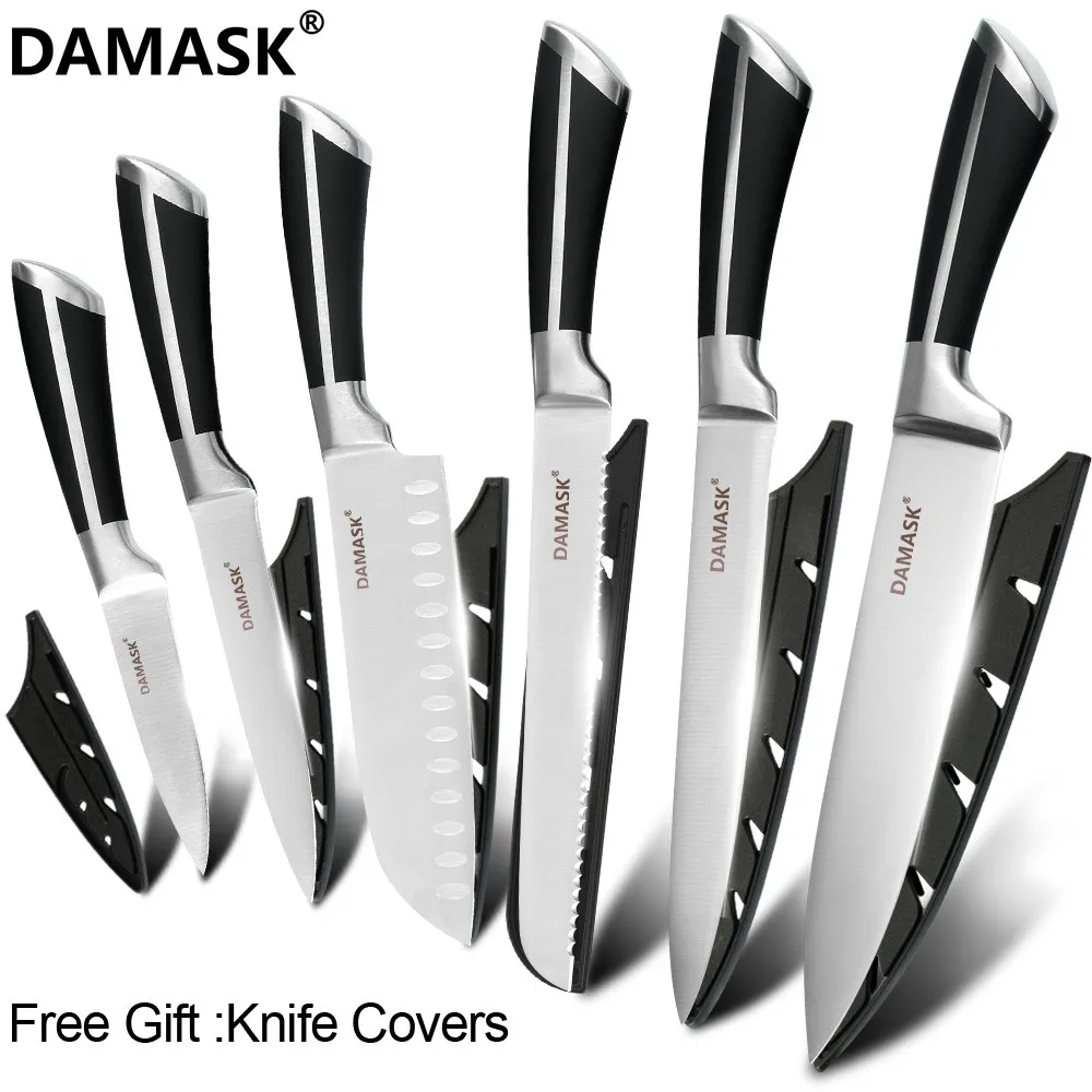 

Damask Kitchen Knives Cutlery Set Stainless Steel Chef Knife Paring Utility Santoku Chef Bread Slicing Knife Cooking Accessories