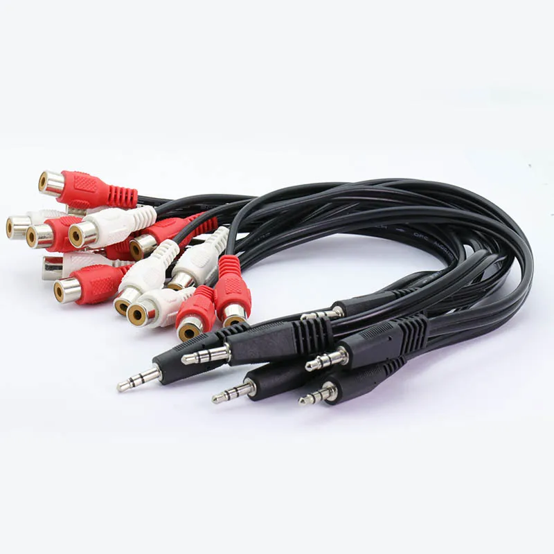 100pcs lot 3 5mm Male Plug to 2 RCA Female Jack Adapter Cable Mini Stereo Headphone Y Cable 3 5mm to RCA AUX Audio Cable