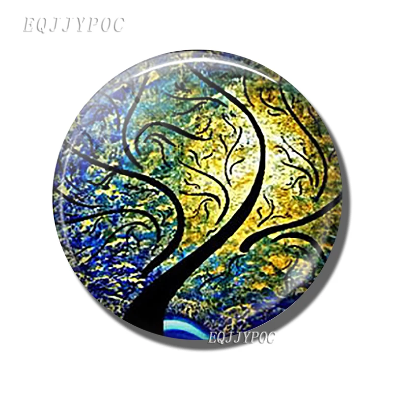 Round and Colorful Tree Refrigerator Sticker Fridge Magnet  Glass Sakura New