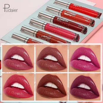 

6 Pcs Professional Makeup Lip Gloss Set Long Lasting Moisturizing Liquid Lipstick Silky Smooth Lip Makeup Korean Cosmetics TSLM2