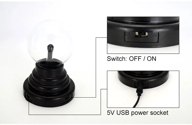 7,5*10*14 см плазменный шар ночной Светильник волшебный стеклянный шар светильник Вечерние черные лампы USB, рождественский подарок светодиодный светильник популярный крутой