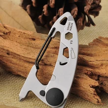 

Mltifunction Cimbing Carabiner EDC Keychain Gear Outdoor Tools Camping HikingStainless Steel Wrench Bottle Opener Bicycle Spokes