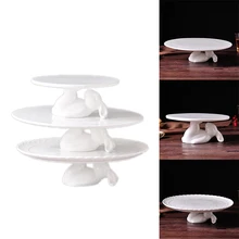 Декоративный из белой керамики Банни кролик торт стенд 8/12 дюймов десертные тарелки пищевой сервер Дисплей лоток кексы подставки