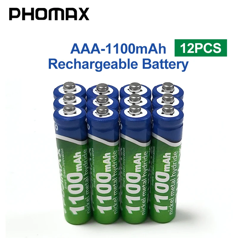 

PHOMAX 1100mAh AAA remote control radio rechargeable battery 12pcs/lot battery 1.2V calculator electronic toy mouse NiMH batteri