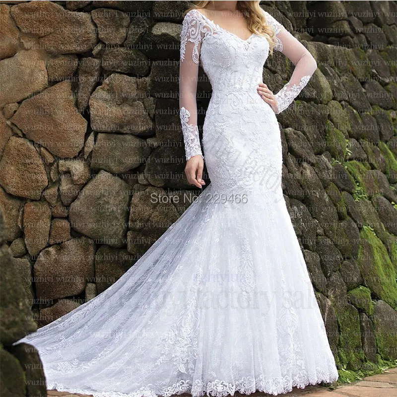 Качественное свадебное платье русалки, Элегантное свадебное платье с открытой спиной, кружевное свадебное платье, свадебное платье с длинным шлейфом