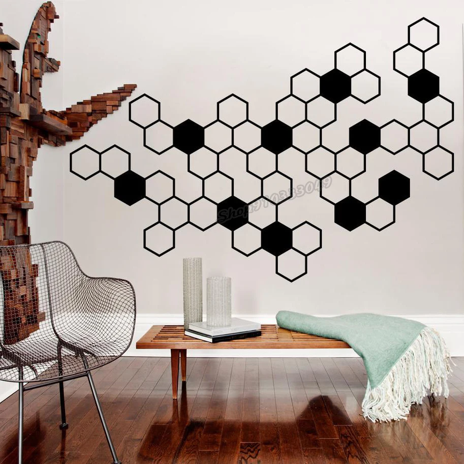 Honeycomb Wall Decor, Gold Honeycomb Wall Decals, Hexagon Vinyl Wall Decal,  Modern Wall Decor, Geometric Wall Decals, Honey Comb Vinyl 651SE -   Denmark