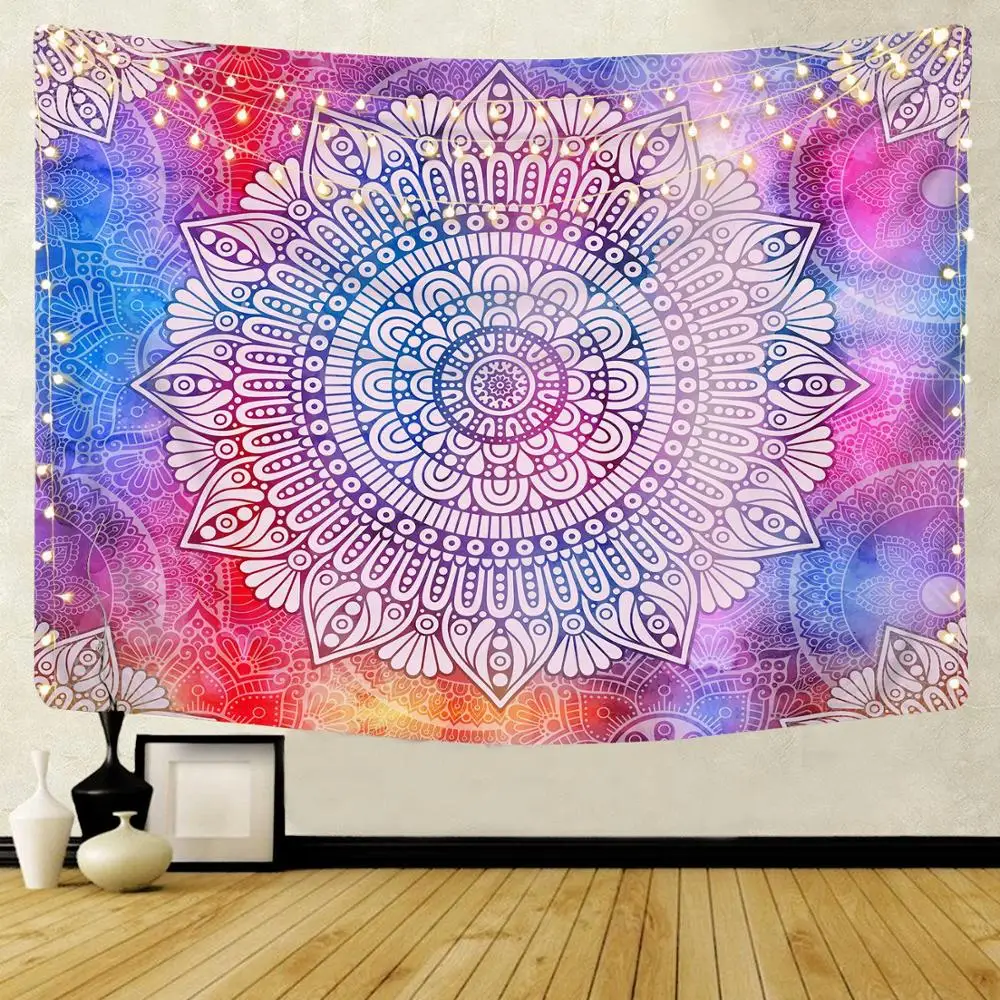 Hot Mandala Pattern Indian Tapestry Wall Hanging Decor Bohemian Elephant Beach Towel Polyester Thin Blanket Travel Mat tapestry decorations