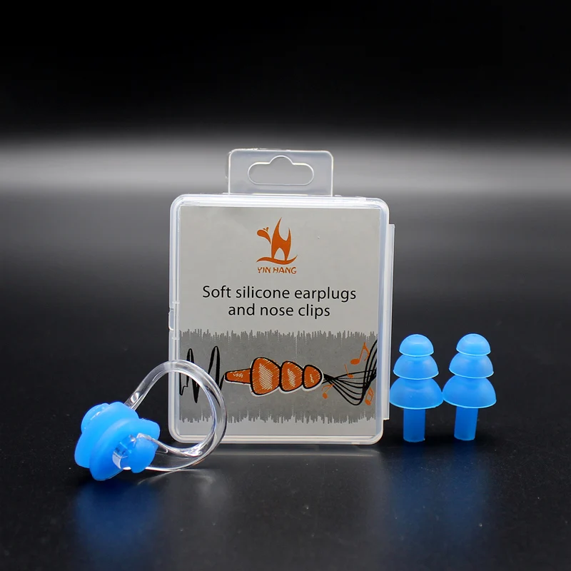 1 Pair/set Soft EarPlugs&1 Nose Clip Silicone Waterproof Dust-Proof Earplugs Sleeping Travel Water Sport Swimming Accessorie