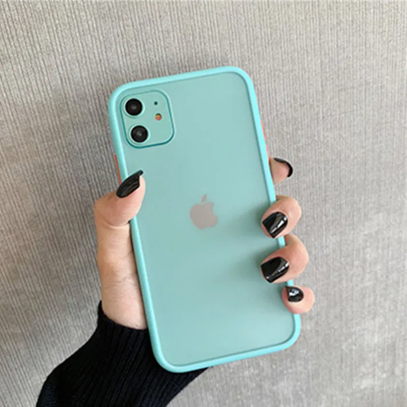 Mint Hybrid Matte Bumper Phone Case For Iphone12 Pro Max Xr Xsmax 6s 8 7 Plus Shockproof Tpu Silicone Cover For Iphone11 Pro Max Phone Case Covers Aliexpress