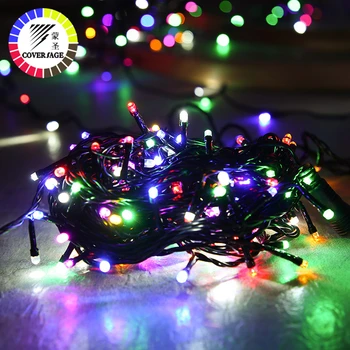 Coversage Kerstboom 20M Led String Garland Fairy Light Zwarte Lijn Keten Thuis Garden Party Outdoor Vakantie Decoratie