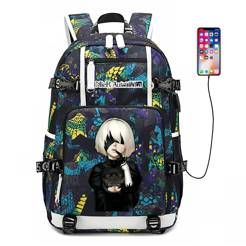 Hatsune Miku Women Cute Back Pack Canvas School Bags Bookbag Large Travel Bagpack USB Charging Laptop Backpack Men Backpack