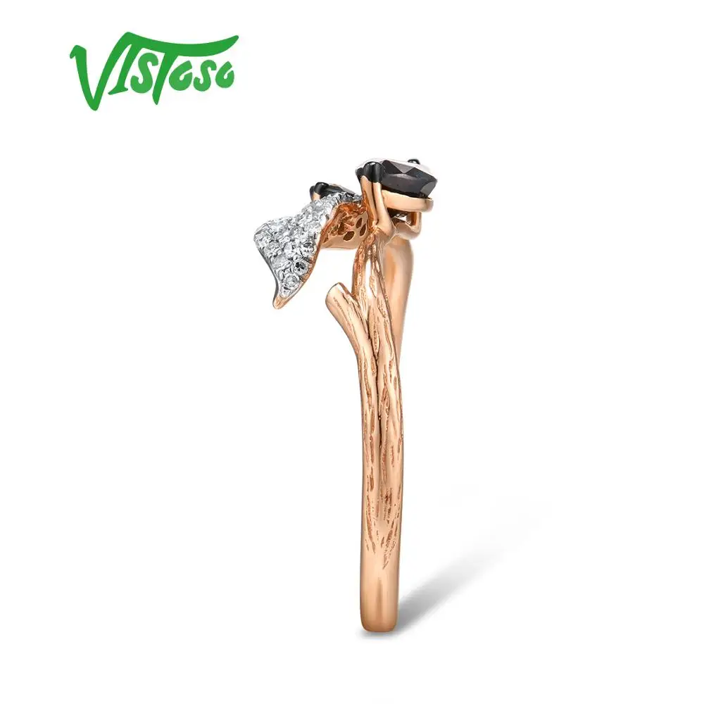 US $208.94 VISTOSO Gold Rings For Women Genuine 14K 585 Rose Gold Ring Sparkling Diamond Blue Sapphire Luxury Trendy Chic Fine Jewelry