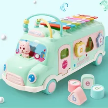 Oeak детей автобус стук фортепиано детские образовательные Beat музыкальный инструмент игрушка Младенцы раннее образование строительные блоки Музыкальная Коробка