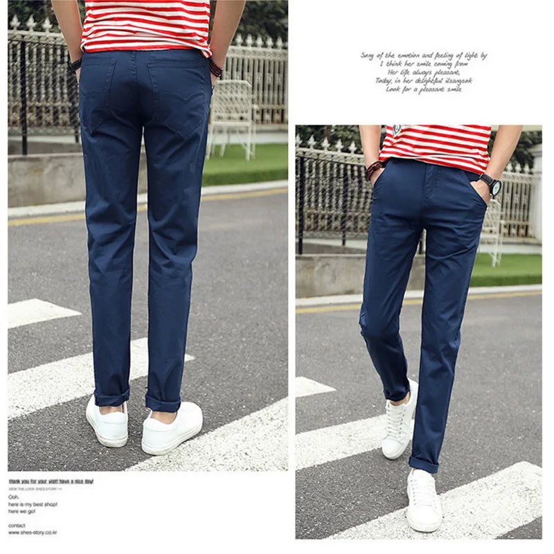 Демисезонный Повседневное брюки Для мужчин хлопок Slim Fit Chinos модные мужские брюки-карго мужские брюки Чинос Повседневное Slim Fit Брюки
