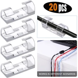Cable Organizer Clips - Desktop Workstation Wire Manager & Cord Holder Set (Black-20PCS)