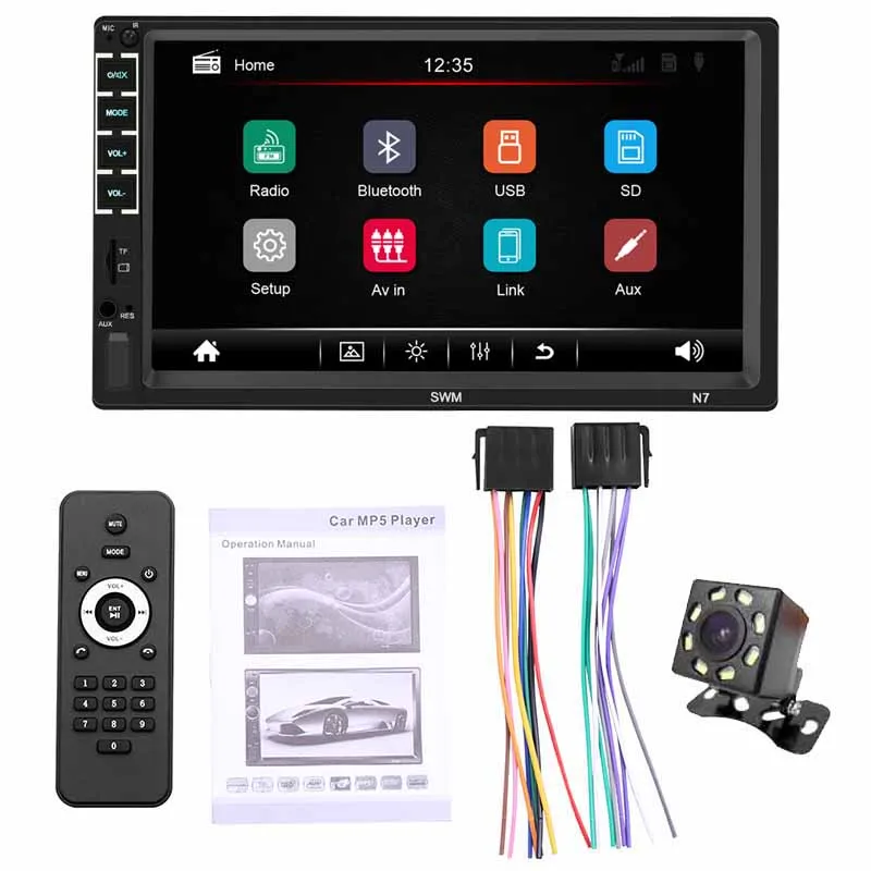 Mirror Link Автомобильный магнитола 2 din Bluetooth MP5-плеер Громкая связь A2DP MP3 USB TF Aux-in 7-дюймовый стерео аудиосистема Головное устройство PHYEE N7 - Цвет: camera