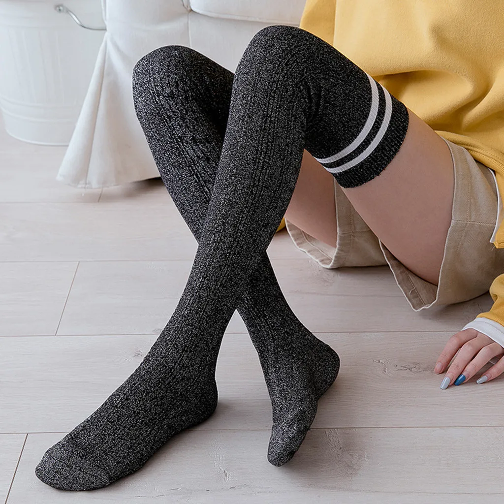 Новые сексуальные полосатые длинные эротические носки для беременных женщин и девочек, леггинсы, зимние Полосатые чулки, теплые облегающие высокие носки для девушек