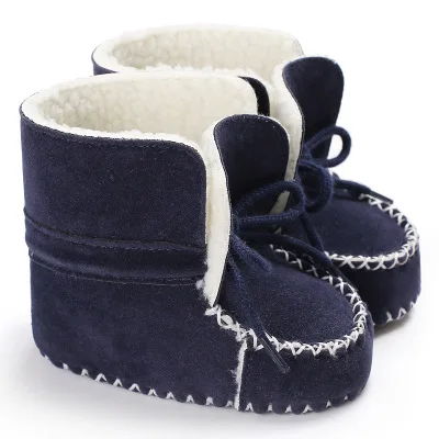 navy blue Г. Зимняя супер теплая обувь для новорожденных флисовые пинетки для мальчиков и девочек, мягкие нескользящие носки для малышей - Цвет: navy blue