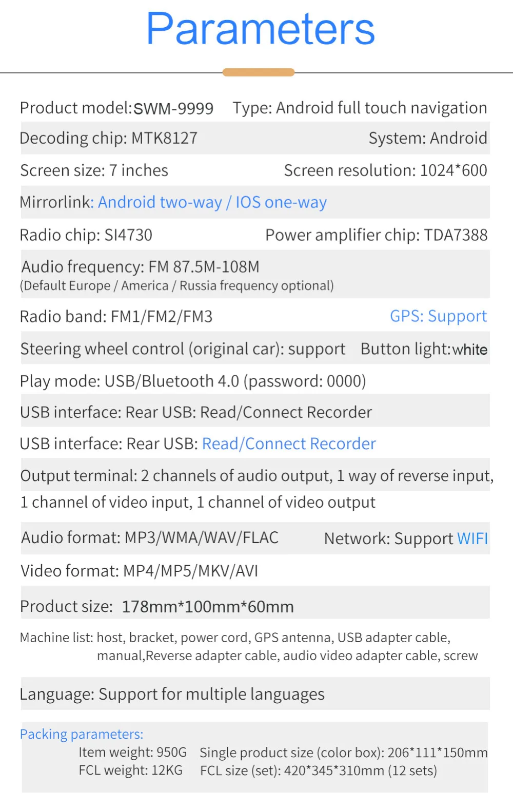 Android 8,1 2din автомобильное радио gps навигация мультимедийный плеер Авторадио WiFi USB FM 2 Din " автомобильное аудио Радио стерео резервный монитор