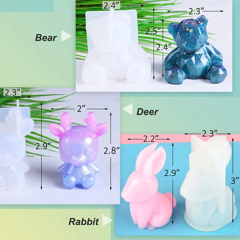 6PCS Animal Resin Molds,Epoxy Resin Silicone Molds, Resin Casting Molds for Handmade Candle, Resin Crafts DIY