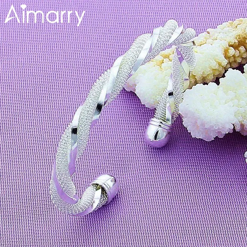 Aimarry 925 стерлингового серебра 8 мм Плетение Открытие браслет для женщин модные очаровательные вечерние