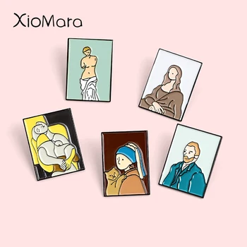 

Meme Famous Oil Painting Enamel pins Picasso Van Gogh Mona Lisa Venus Art Artist Brooches Badge Brooches Lapel Pin for men women