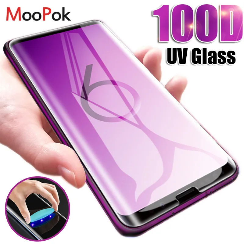 

100D Curved Edge UV Screen Protector Tempered Glass For Samsung Galaxy S8 S9 S10 Plus Note 8 9 10 S7 Edge Protective Glass Film