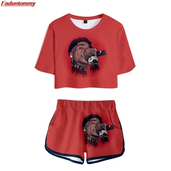 

YoungBoy Never Broke Again 3D Style Two-piece Fashion Summer Umbilical Shirt Woman Fashion Casual Cool Summer Fashion Set