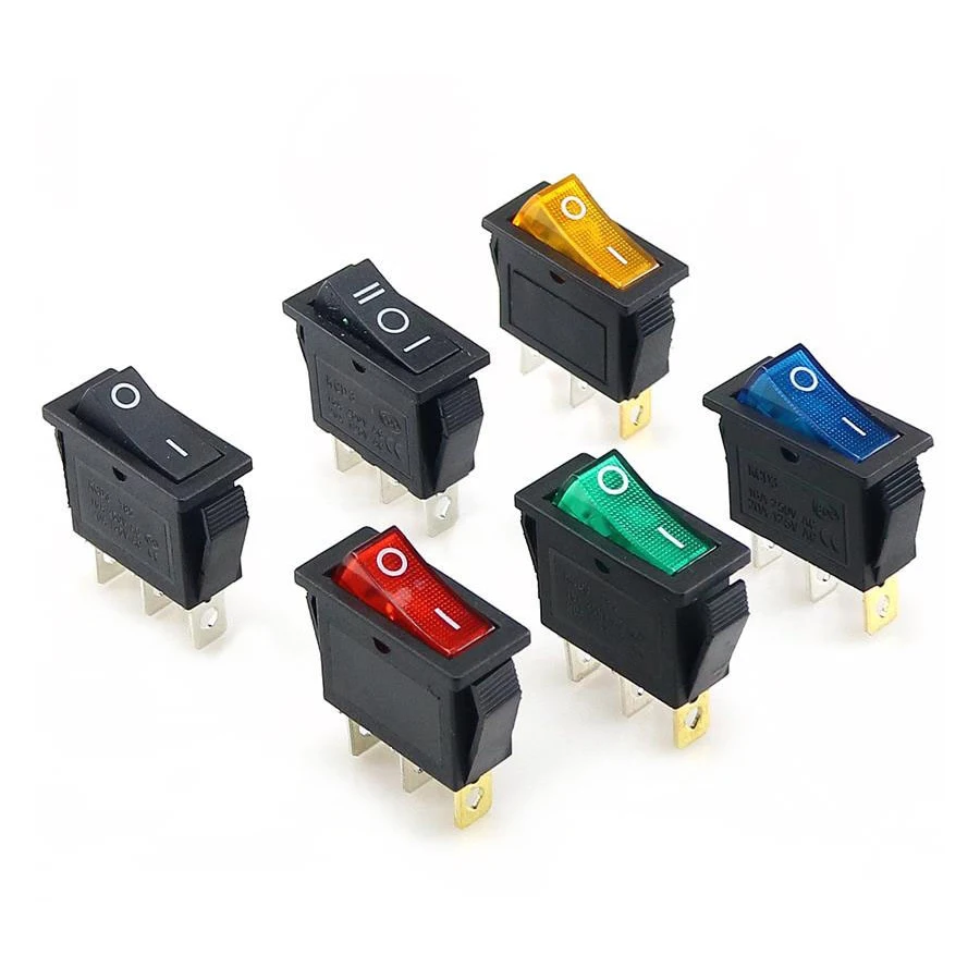 KCD3 Rocker Switch ON-OFF 2/3 Position Gear Pin Electrical Equipment With Light Lamp Power 16A 250VAC/20A 125VAC Interruptor |