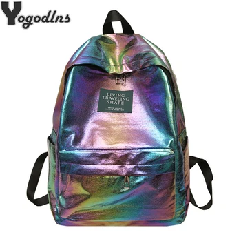 

Women's Nylon Backpack Casual Laser Travel Daypack Female Rucksack Large Capacity Girl School Bags For Teenage Backpack