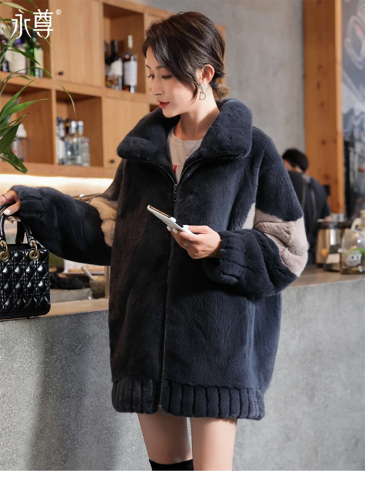 New Winter Women's whole import velvet mink fur coat jacket outwear
