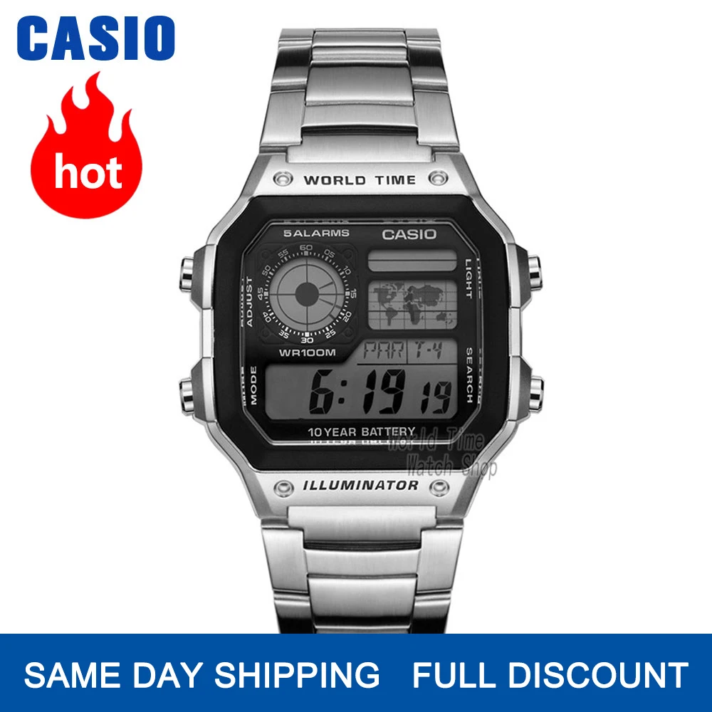 часы мужские Casio Взрыв часы мужские лучшие марки класса люкс LED военные цифровые часы спортивные Водонепроницаемые часы кварцевые мужские часы reloj hombre erkek kol saati montre homme zegarek meski AE 1200WHD|watch waterproof|watch casiowatch casio watches | АлиЭкспресс