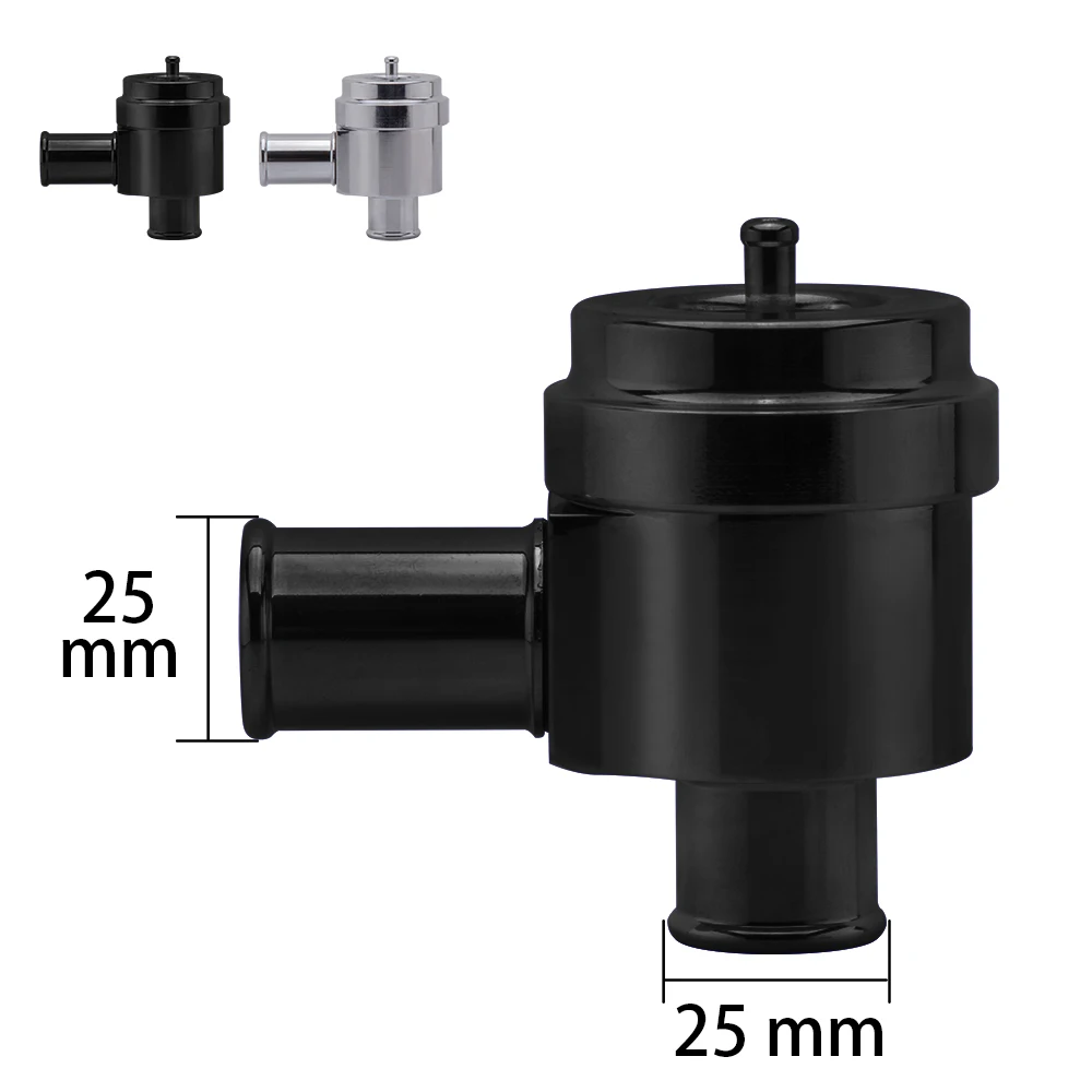 Free Shipping BLACK Silver 25mm Aluminium Alloy Recirculating Diverter Blow Off Dump Valve for VW GOLF BORA PASSAT GTI 20V 1.8T