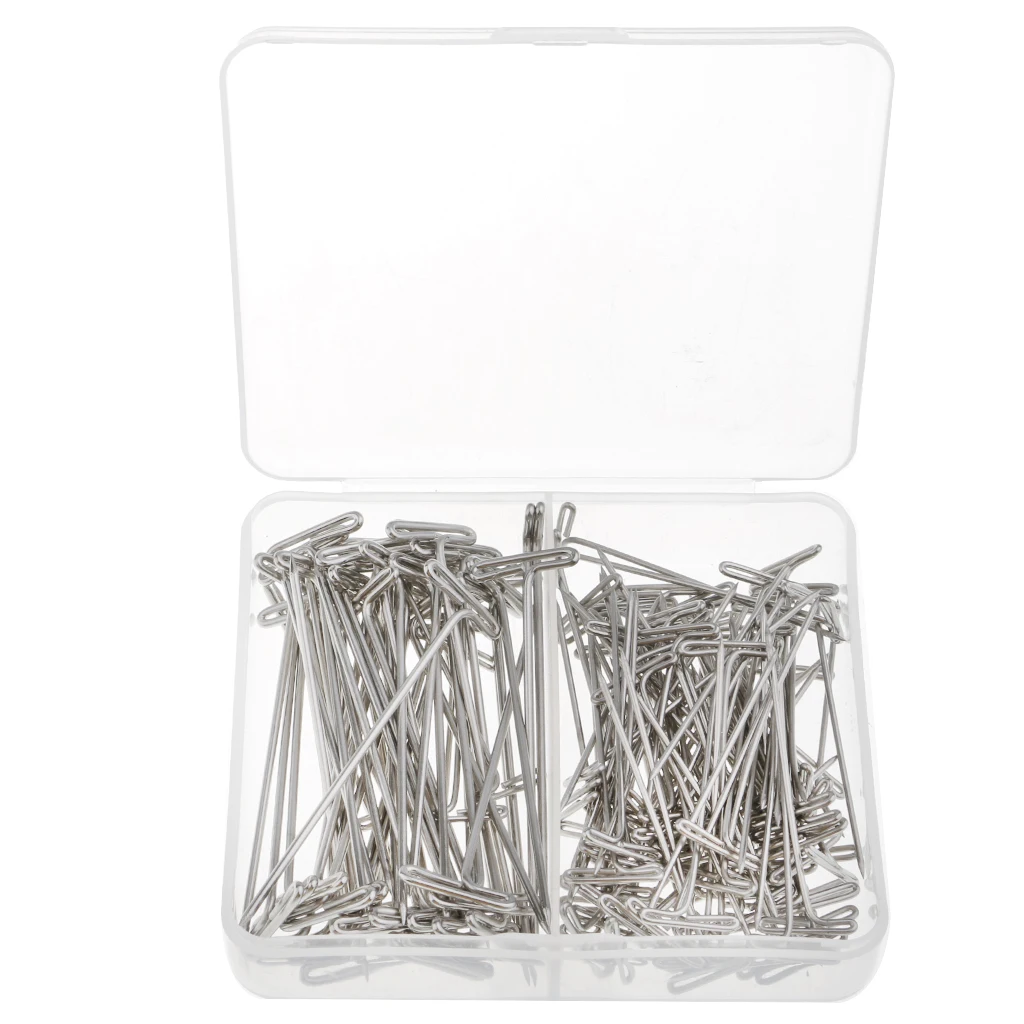 150 Pack Wig T-Pins 2 Inch with Plastic Box, Silver, Get for Pinning Knitting for Blocking