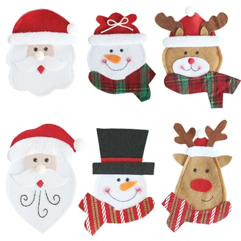 

600 pcs Christmas Decorations Silverware Holders Santa Snowman Elk Spoon Fork Knife Pockets Xmas Cutlery Bag Dinner Table Decor