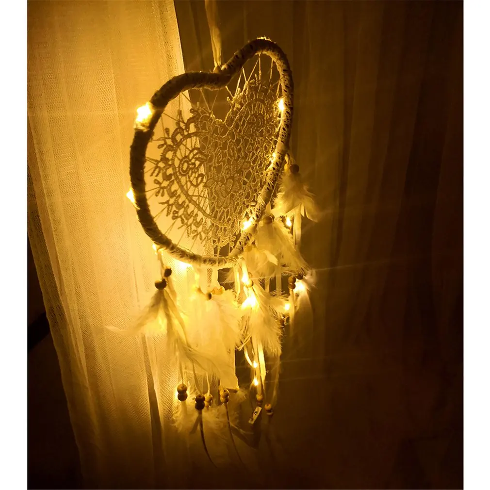 Handmade Wind Chimes Hanging Pendant Dream Catcher Heart Shape Hangings