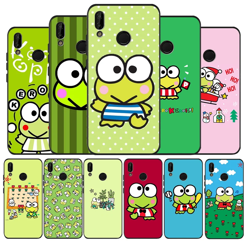 Милый зеленый Лягушка Keroppi черный силиконовый мягкий чехол для телефона Huawei 40 30 20